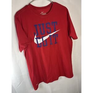 Men's Large The Nike Tee SWOOSH TEE RED Just Do It Athletic Cut T-Shirt Dri Fit